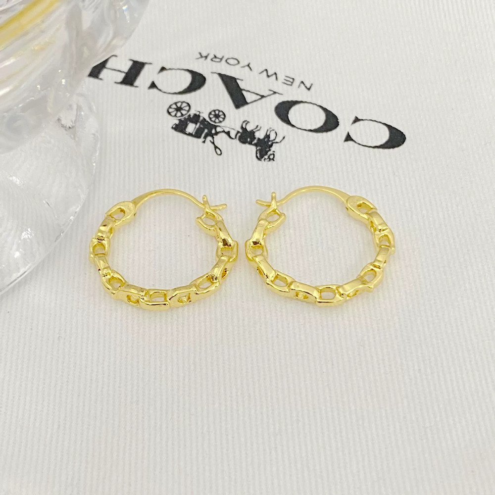Coach Small Metal Hollow Circle Hoop Earrings Geometric Design